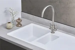 Franke Gemini GMD651WH 1.5 Bowl Tectonite Reversible Arctic White Kitchen Sink