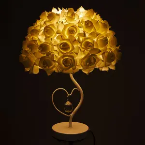 E27 Rose Flower Umbrella-shaped Lampshade Table Lamp Fixture Decor - Warm Light