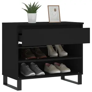 Berkfield Shoe Cabinet Black 70x36x60 cm Engineered Wood