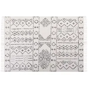 Wool Area Rug 160 x 230 cm White and Black ALKENT