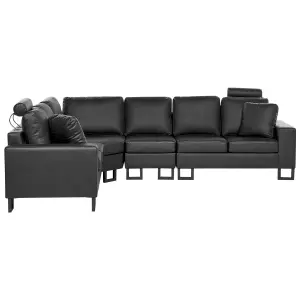 Corner Sofa STOCKHOLM Black Leather Right Hand