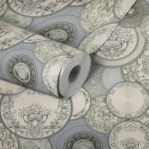 Versace Les Etoiles De la Mer Dish Wallpaper - Silver 34901-3 - 10m x 70cm