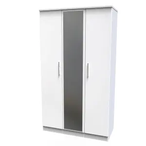 Harrow Triple Mirror Wardrobe in White Gloss (Ready Assembled)