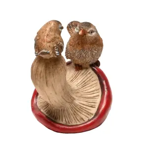 Country Living 2 Birds Standing on a Mushroom Ornament