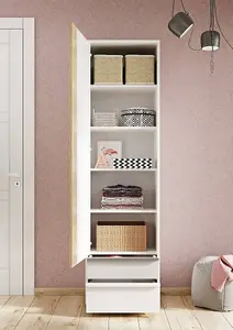 Elegant Imola Hinged Door Wardrobe with Shelves and Drawers in White Matt - Spacious and Modern (H)1980mm (W)550mm (D)400mm