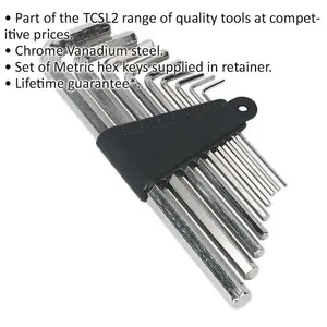 Comprehensive 9 Piece Metric Hex Key Set with Chrome Vanadium Steel Construction