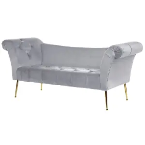 Velvet Chaise Lounge Grey NANTILLY