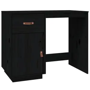 Berkfield Desk with Cabinets Black 135x50x75 cm Solid Wood Pine