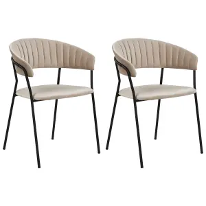 Set of 2 Dining Chairs MARIPOSA Velvet Taupe