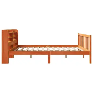 Berkfield Bed Frame with Headboard without Mattress Wax Brown 180x200 cm Super King