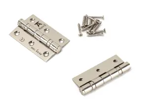 From The Anvil Polished Nickel 3 Inch Ball Bearing Butt Hinge (pair) ss