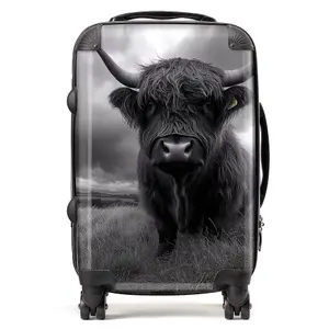 Black And White Highland Cow Suitcase - Cabin