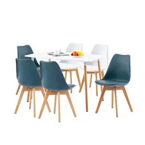 Nero Upholstered Dining Chair (Set of 6) Dark Blue/White