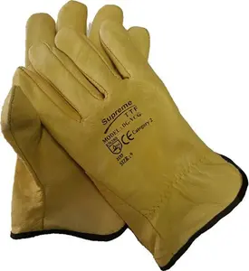 Supreme TTF High Quality Cow Grain Leather Gloves With Cotton Lining - HT-DG-YCG