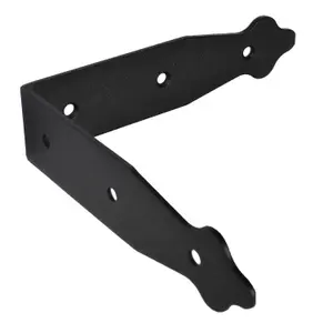 Pack of 1 x Black Corner Bracket - 150 x 150 mm Steel Right Angle Braces L Shaped Retro Decorative Metal Bracket 90 Degree Corner