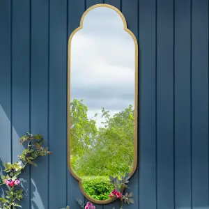 MirrorOutlet The Duplici Gold Metal Framed Double Arched Oval Garden Wall Mirror 150CM X 52CM