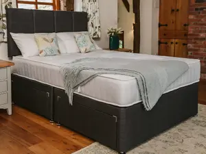 Pearl Orthopaedic Comfort Sprung Divan Bed Set 2FT6 Small Single 2 Drawers Side  - Naples Slate