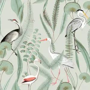 Muriva Green Tropical Water coloured effect Embossed Wallpaper