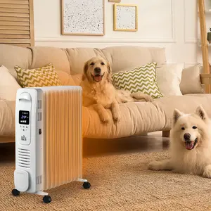 HOMCOM 2500W Oil Filled Portable Radiator Heater w/ Remote Control - White