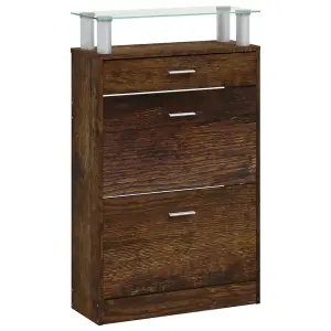 Berkfield Shoe Cabinet Smoked Oak 63x24x104 cm Engineered Wood