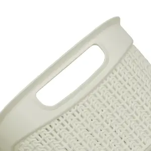 JVL Knit Design Loop, Plastic Storage Basket, Ivory