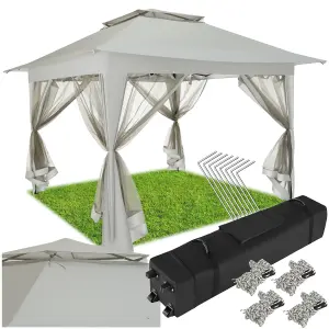 Gazebo Carabobo - 4 side panels, water & UV-resistant, 3.64 x 3.64 x 2.94 m - grey