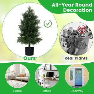 Costway Artificial Cedar Topiary Tree Indoor Fake Pine Tree w/ Plastic Nursery Pot