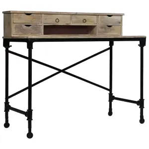 Berkfield Writing Desk Solid Mango Wood and Steel 110x50x96 cm