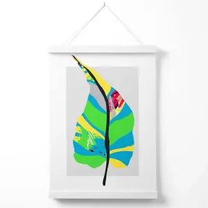 Tropical Plant Blue and Green Abstract Minimalist Poster with Hanger / 33cm / White