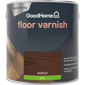 GoodHome Walnut Satin Floor Wood varnish, 2.5L