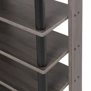 Gray Wood Grain Shoe Rack Shoe Storage Cabinet Organizer Hallway Entryway Display Shelves