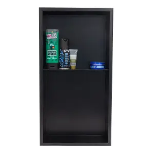 Thermopanel 304 Stainless Steel Recess Shower Niche Shelved - Matte Black (305x610x103mm)