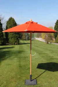 Hardwood Garden Parasol Umbrella - 2M Wide - (Terracotta)