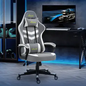 Vinsetto Racing Gaming Chair w/ Lumbar Support, Gamer Office Chair, Grey White