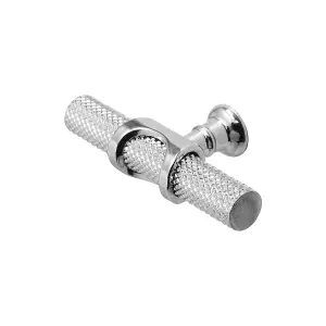 DecorAndDecor - AMELIA Polished Nickel Knurled T-Bar Kitchen Cabinet Pull Knob Handles - Pair