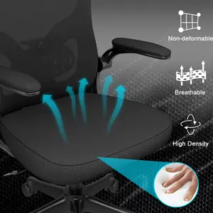 Office Desk Chair with Flip-Up Armrest, Adjustable Headrest and Lumbar Support or Home and Office-Black