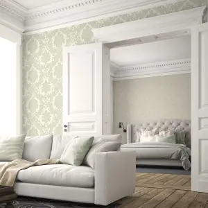 Belgravia Décor Ciara Damask Green Wallpaper