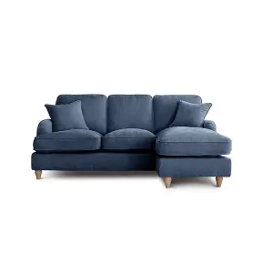 Sofas Express Tenby Navy Blue Right Hand Chaise Tailored Pleat Manhattan Sofa