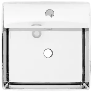 Berkfield Wash Basin with Overflow 41x41x15 cm Ceramic Silver