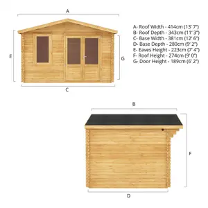 Waltons 4m x 3m 28mm Wooden Log Cabin Double Glazed Garden Summerhouse Shed