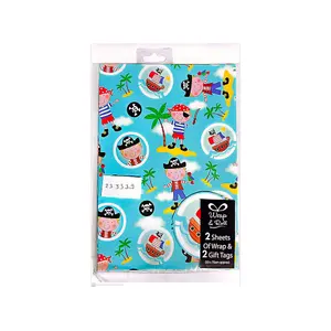 Pirate Gift Wrap Sheets (Pack of 4) Multicoloured (One Size)