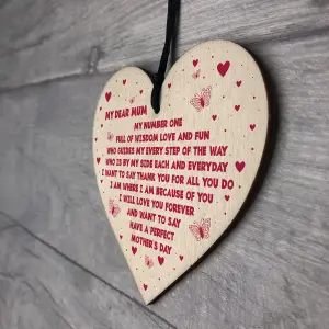 Red Ocean Novelty Mothers Day Gifts For Mum Wooden Heart Keepsake Gift From Daughter Son