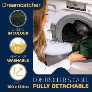 Dreamcatcher Sherpa Fleece Polyester Heated Electric Throw Blanket 160cm x 120cm Green