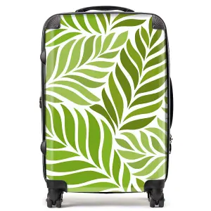 Green Leaf Pattern Suitcase - Medium