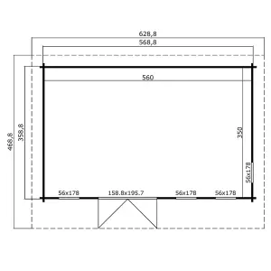 Lasita Barbados 6 Summer House - 5.69m x 3.59m - Garden Log Cabin