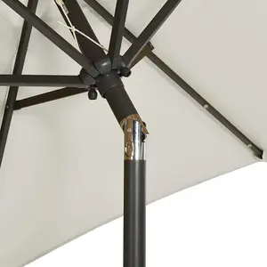 Berkfield Parasol with LED Lights Sand 200x211 cm Aluminium