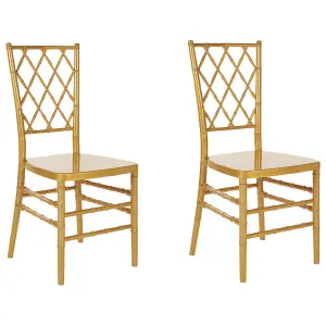 Set of 2 Dining Chairs CLARION Gold