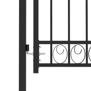 Berkfield Fence Gate with Arched Top Steel 100x125 cm Black