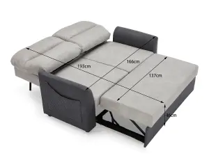 Dennis 2 Seater Fabric Grey Fabric Duo Contrast With Storage Pull Out Clic-Clac Sofa Bed