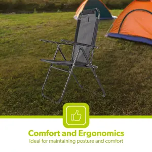 Royalford Folding Camping Chairs for Adults, Comfortable & Portable Folding Garden Chairs Heavy Duty for Outdoors, Fishing, Garden